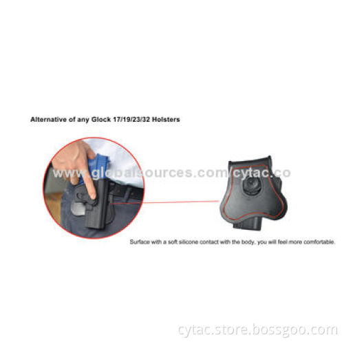 Glock 17/19/23/32 Paddle Holster, Made of Black Polymer, Designed with Release Button
